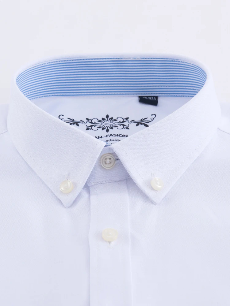Mens Stylish Cotton Blend Solid Shirt Formal Breathable Lapel Regular-fit Button Up Long Sleeve Shirt For Business Activities 240822