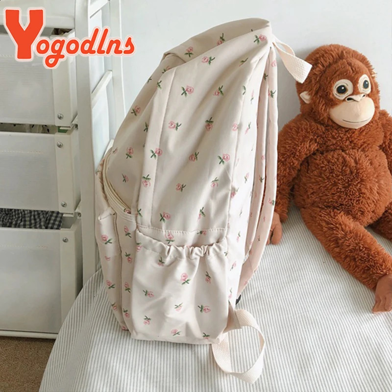 Yogodlns Fashion Floral Backpack For Women Waterproof Nylon Rucksack Teenager Large Capacity Student School Bag Travel 240914