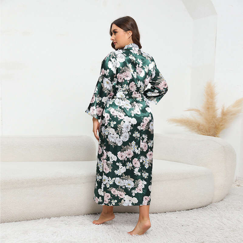 Hot selling oversized imitation silk pamas in the United States home clothing loose colored Ding bathrobes can be worn externally