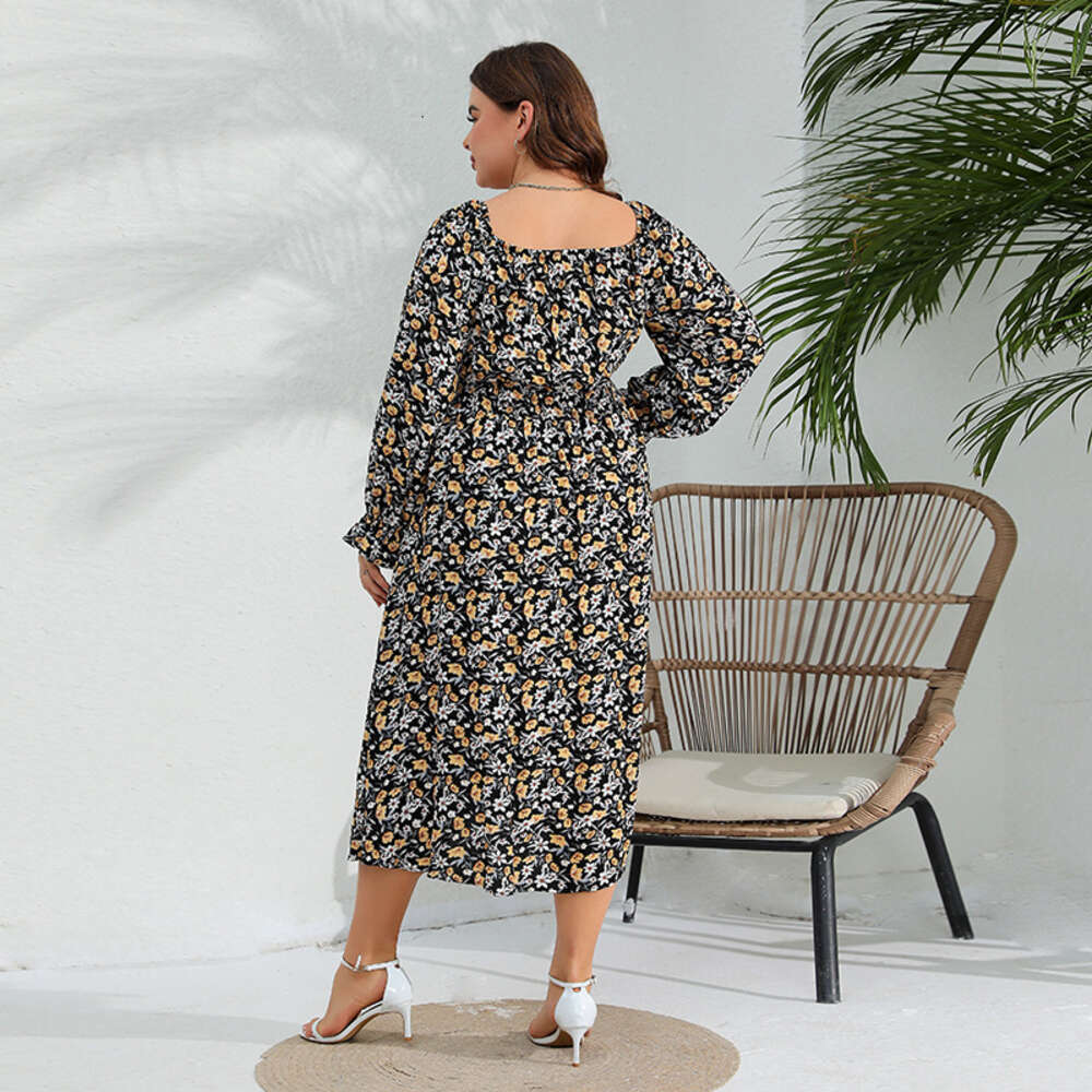 Spring New Lotus Leaf Sleeve Cotton Silk Dress with Added Fat and Oversized Long Skirt Weighing 200 Pounds Can Be Worn BOHO DRESS Pregnant Womens Dres