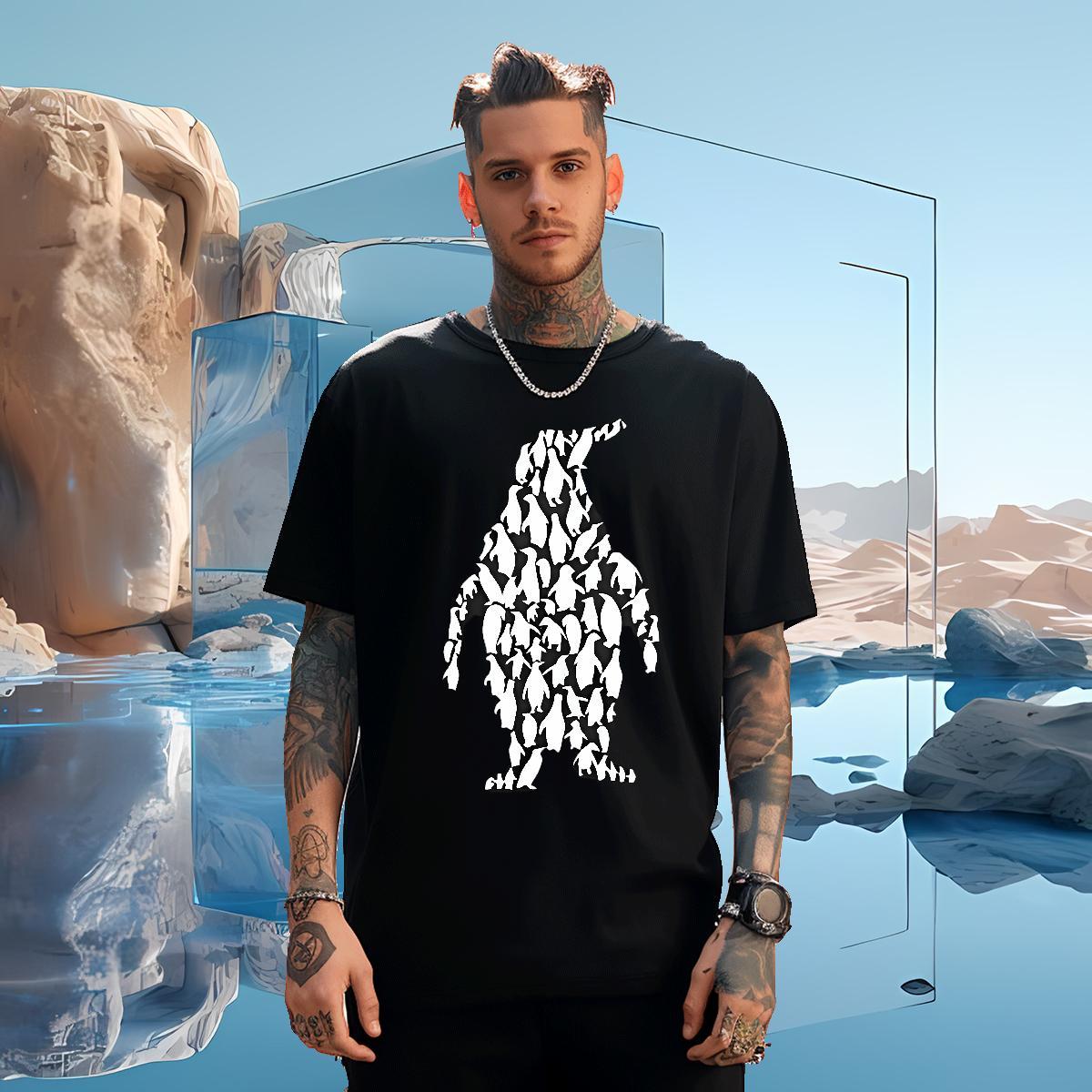 Fashion Designer 230g Cotton T shirt penguin Street Casual Men Tees Tops Tees Breathable Short Sleeve Popular Plus Size Cartoon