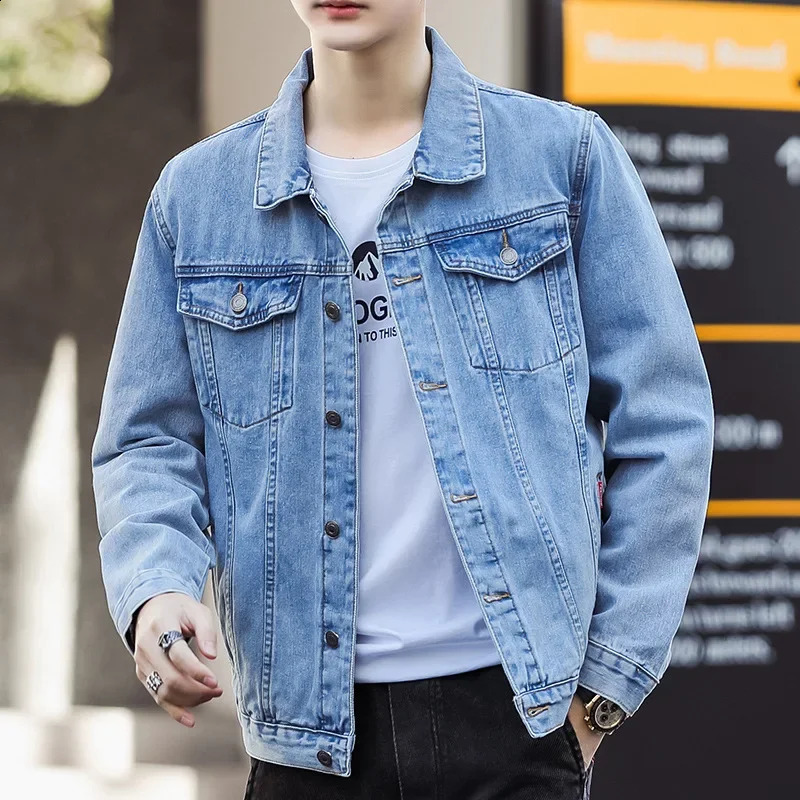 Mens denim jacket spring and summer casual work mens clothing w240824