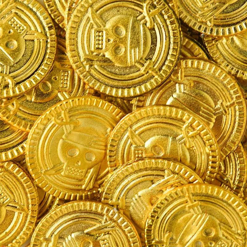 50100 pieces of pirate gold coins childrens birthday party decoration gifts Halloween plastic fake family collectibles game treasures 240726