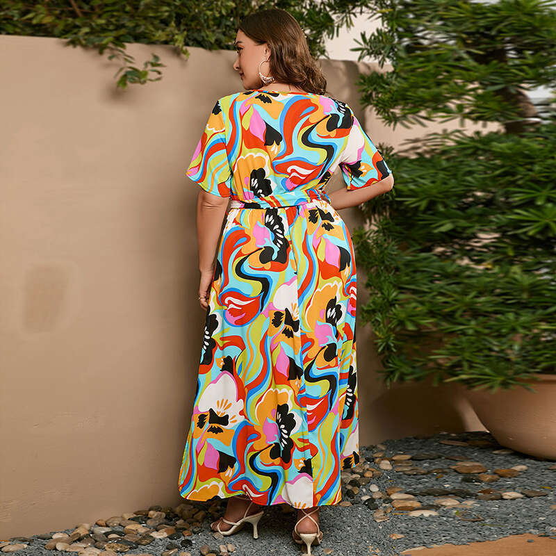 Hot Selling Art Fantasy Oversized Dress in the United States Short Sleeved Chiffon Long Dress Weighing 200 Pounds Can Be Worn Denim Dress Oversize Dre