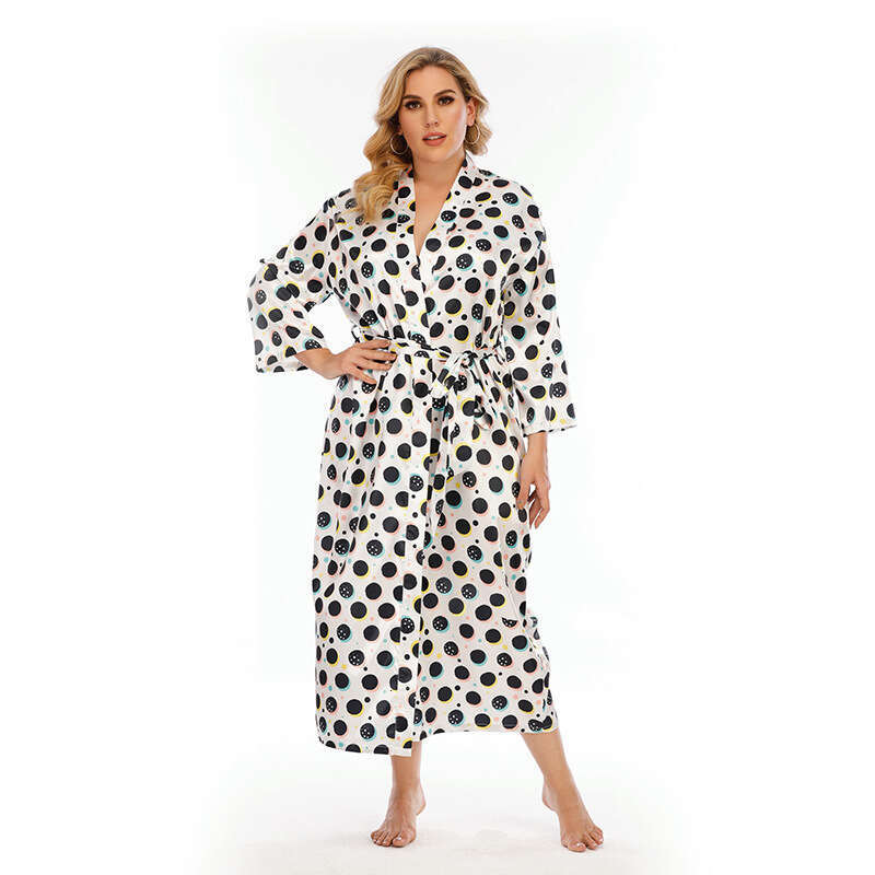 Simulated silk colored ding oversized Japanese pamas loose fitting home clothing sleeved leopard print long style pamas