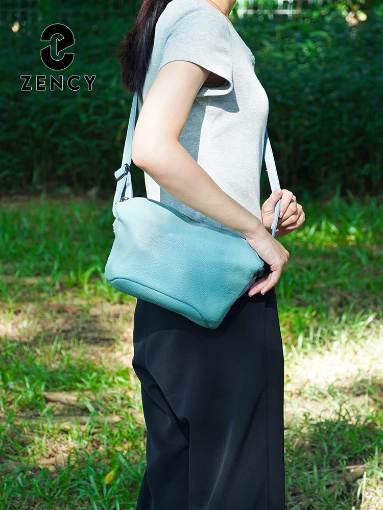 Zency Small Leather Bag For Women Simple Casual Handbag With Zip Pockets Adjustable Strap Shoulder Cross Body Purse Roomy Bag 250528