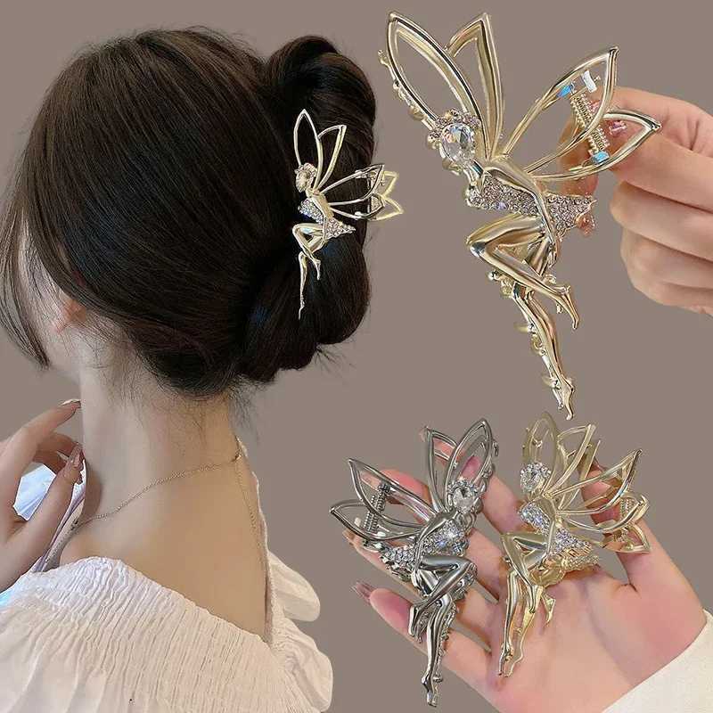 Fashion Large Elf Hair Claw For Women Girls Clamps Hair Crab Metal Ponytail Hair Clip Claw Accessories Headwear Tiara HairpinL240727