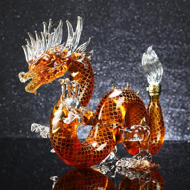 Dragon shaped Chinese Zodiac Whiskey Decanter Glass Alcohol Bottle for Scottish Bourbon Mens Gift 1000ML 240726