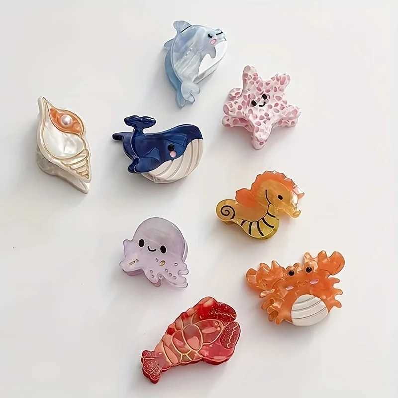 1pc Mini Hair Claw Clips Cute Ocean Animals Design Crab Whale Sea Shell Starfish Cute Sweet Hair Accessories For WomenL240727