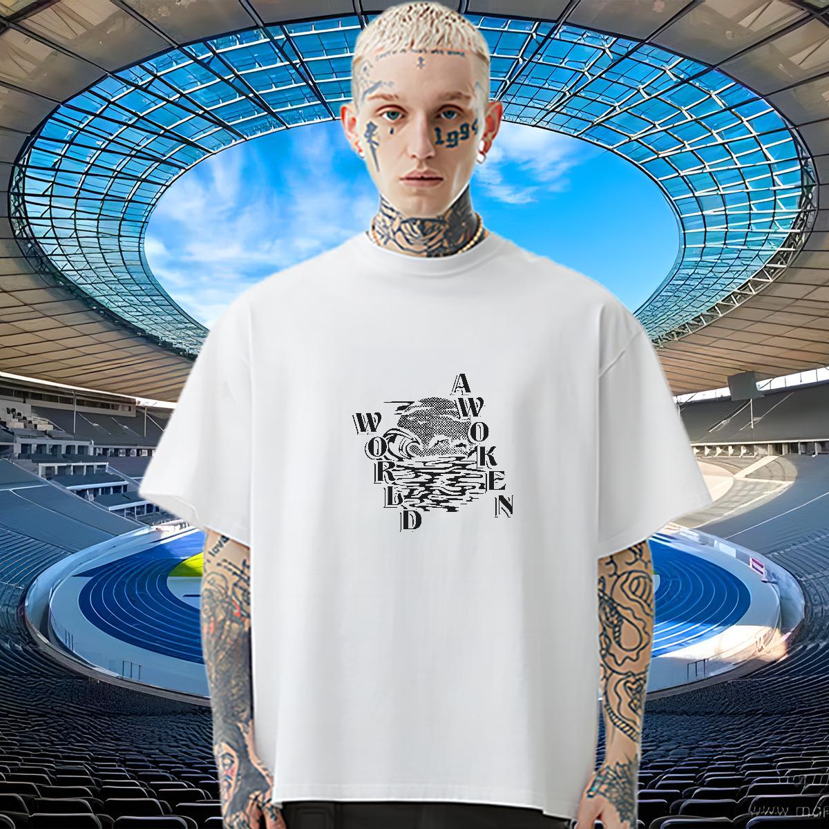 New Arrival T Shirts Men beach Top Tees 230g Pure Cotton Sports Casual Loose Skull Breathable Short Sleeve Men Tees