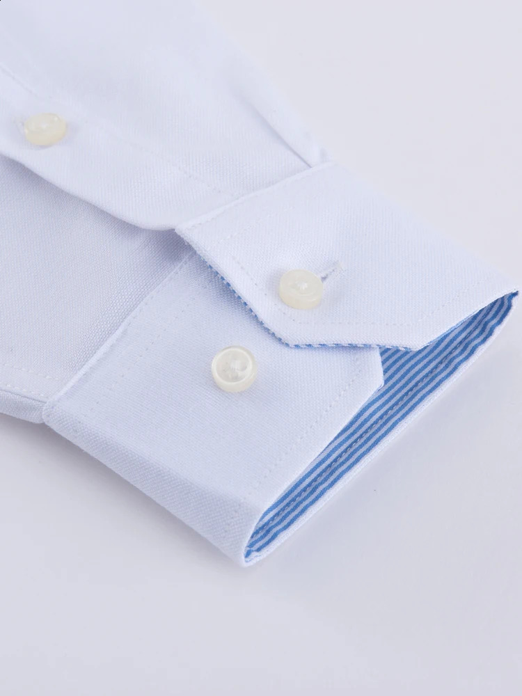 Mens Stylish Cotton Blend Solid Shirt Formal Breathable Lapel Regular-fit Button Up Long Sleeve Shirt For Business Activities 240822