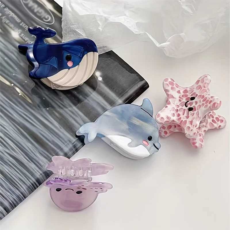 1pc Mini Hair Claw Clips Cute Ocean Animals Design Crab Whale Sea Shell Starfish Cute Sweet Hair Accessories For WomenL240727