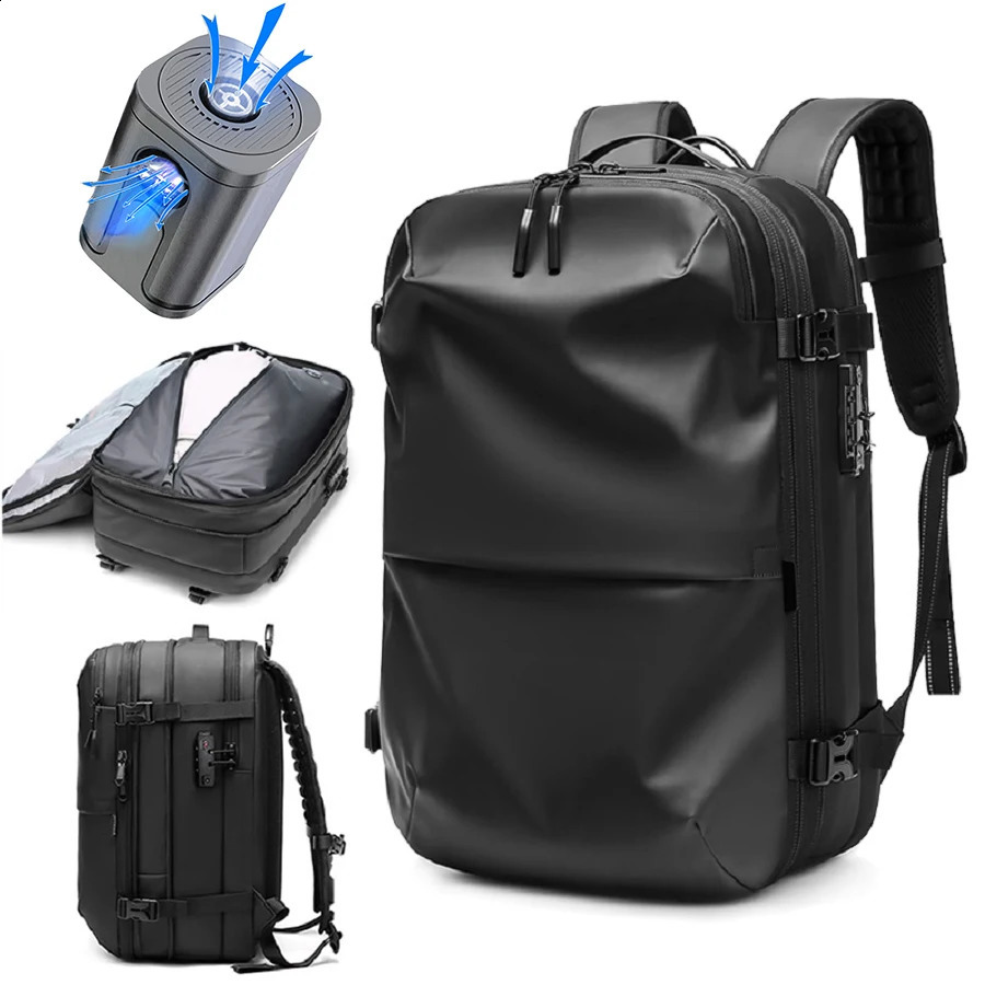 Mens travel backpack vacuum compression 17 inch business laptop large capacity school expansion outdoor hiking 240726