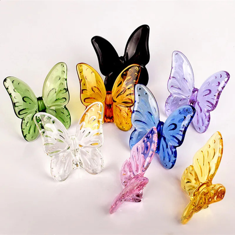 Glass Crystal Lucky Butterfly Vibrantly With Bright Color Ornaments Home Decor Butterfly Ornament Decoration Craft Ornament 240717