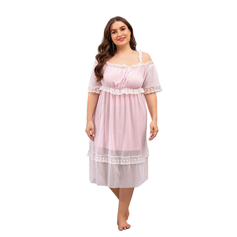 New Victoria style mesh lace home outfit size plus millimeter pink dress weighing 200 pounds
