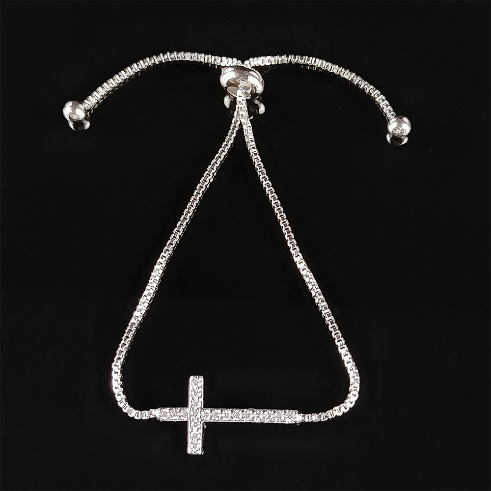 Chain Designer Bracelets Minimalist Cross Diamond Bracelet Elegant Style Zircon Bangle Fashion Woman Brass Elegan Party Jewelry Gift