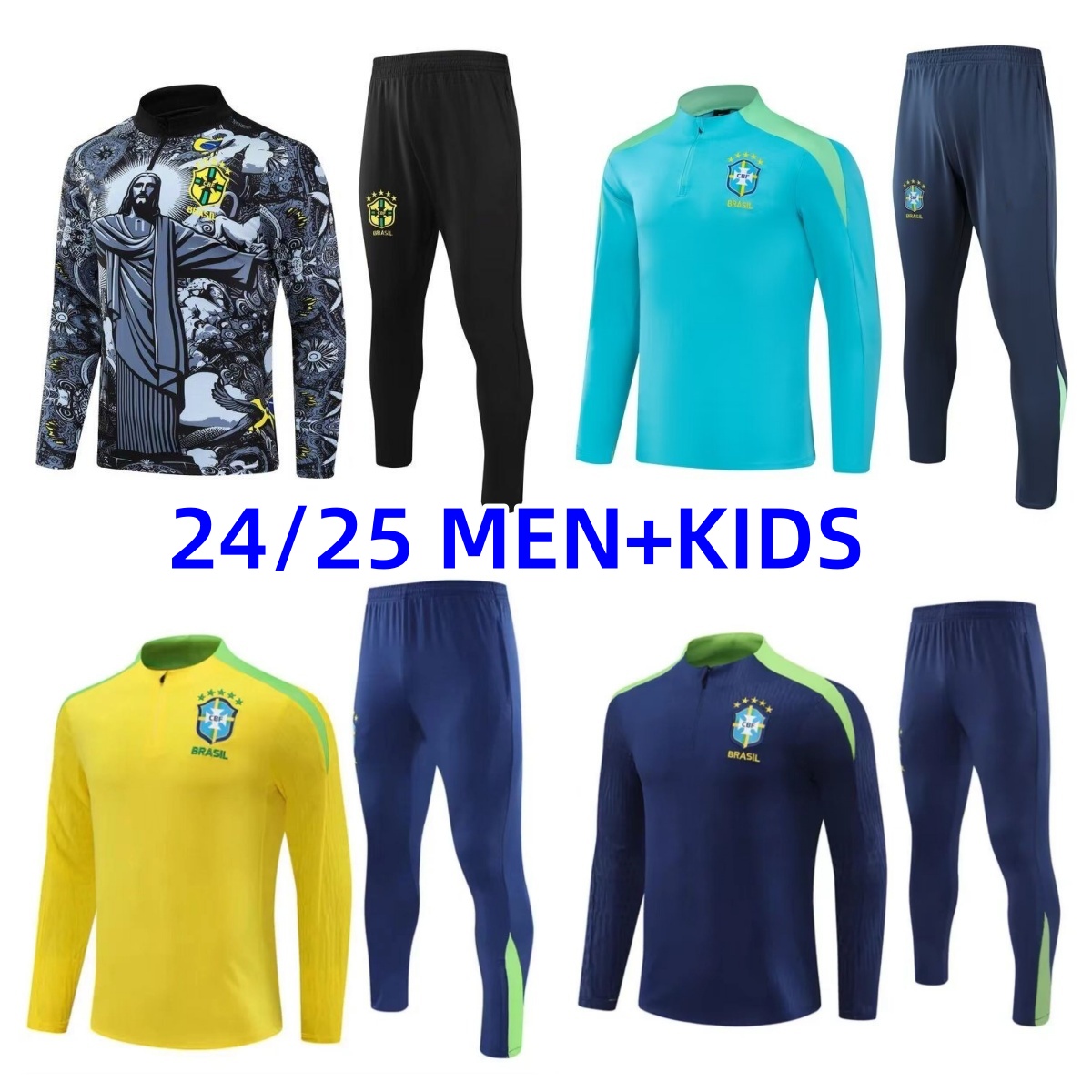 2024 2025 Brazil Tracksuit Sportswear Jesus goddess Christ the Redeemer Special concept NEYMAR JR VINI JR. RICHARLISON Men Training Suit Kids Kit Football Uniform