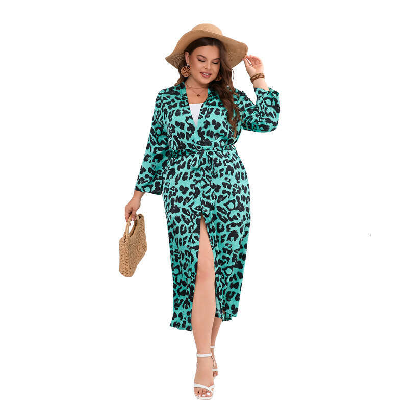 Hot selling dragon phoenix forging leopard print travel vacation sunscreen plus size shawl satin chiffon nightgown 200 pounds can be worn