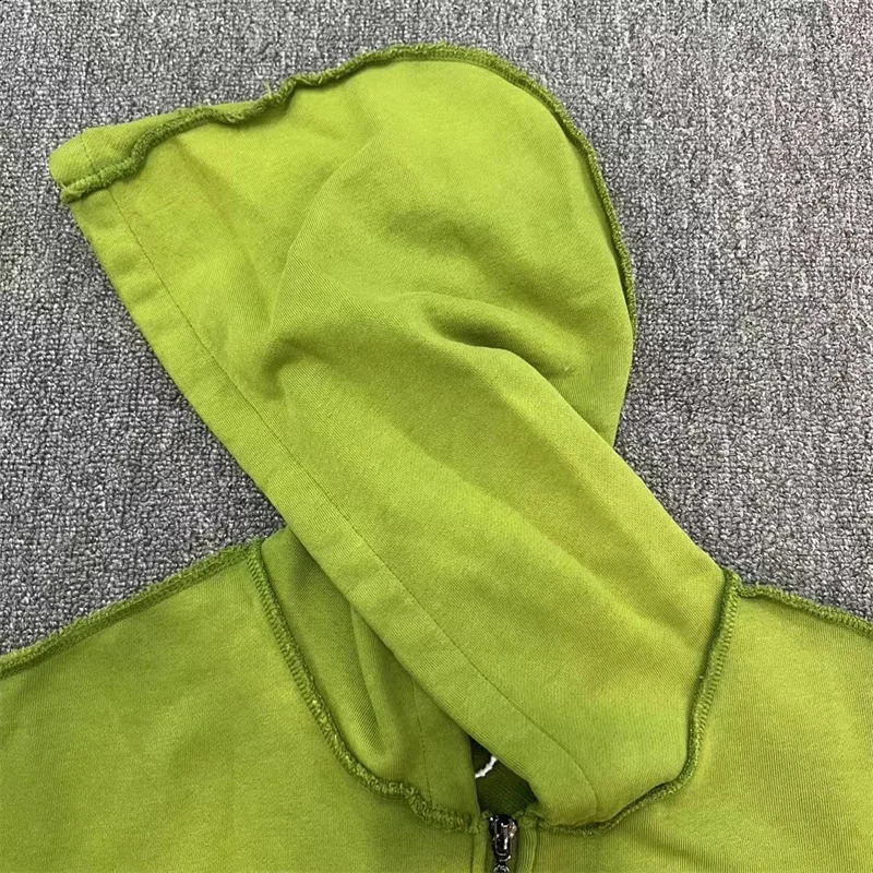 Lost Intricacy Zip Hoodie Vintage Washed And Distressed Patchwork Bead Zippered 240717