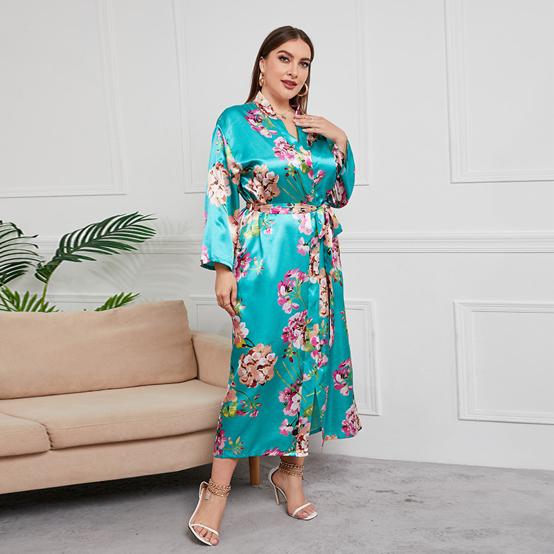 Women's oversized imitation silk red cardigan for spring and autumn seasons, home clothing, festive thin style pamas, long sleevesF727#46 d55473