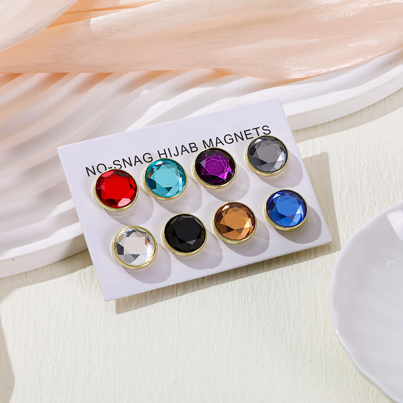 Headscarf fixed glass circular magnetic buckle scarf buckle collar clip magnetic suction buckle brooch scarf shawl 1 piece/8 pairs