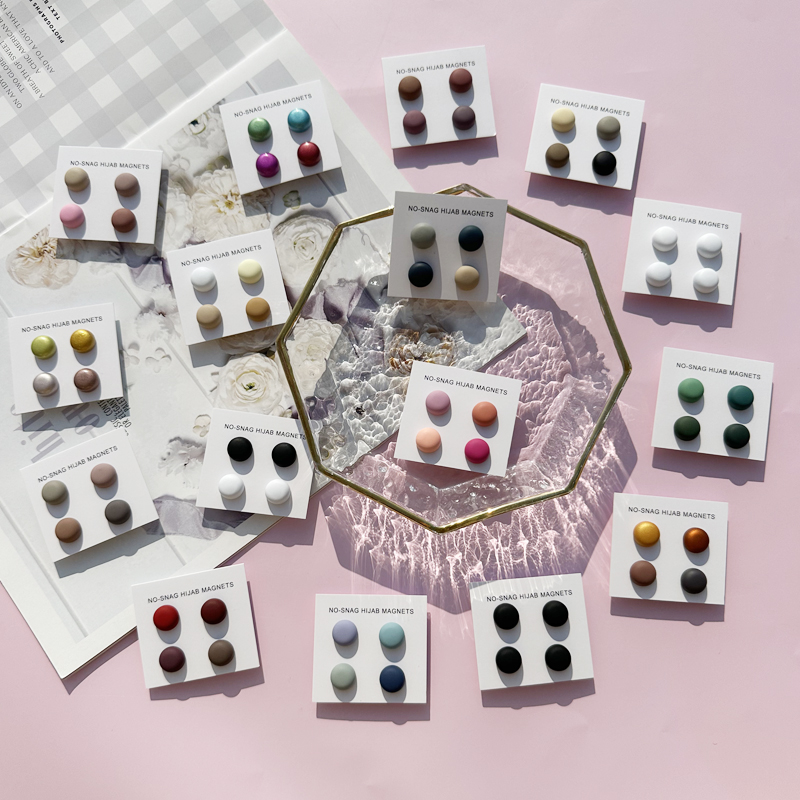 Colorful circular magnetic button scarf collar clip magnetic suction button brooch scarf shawl 1 piece/4 pairs