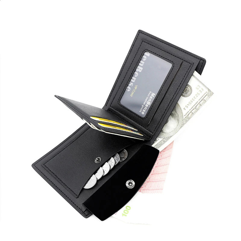 Free Name Engraving Men Wallets Short Zipper Card Holder Quality Male Purse Simple Slim Coin Pocket PU Leather Mens Wallet 240727