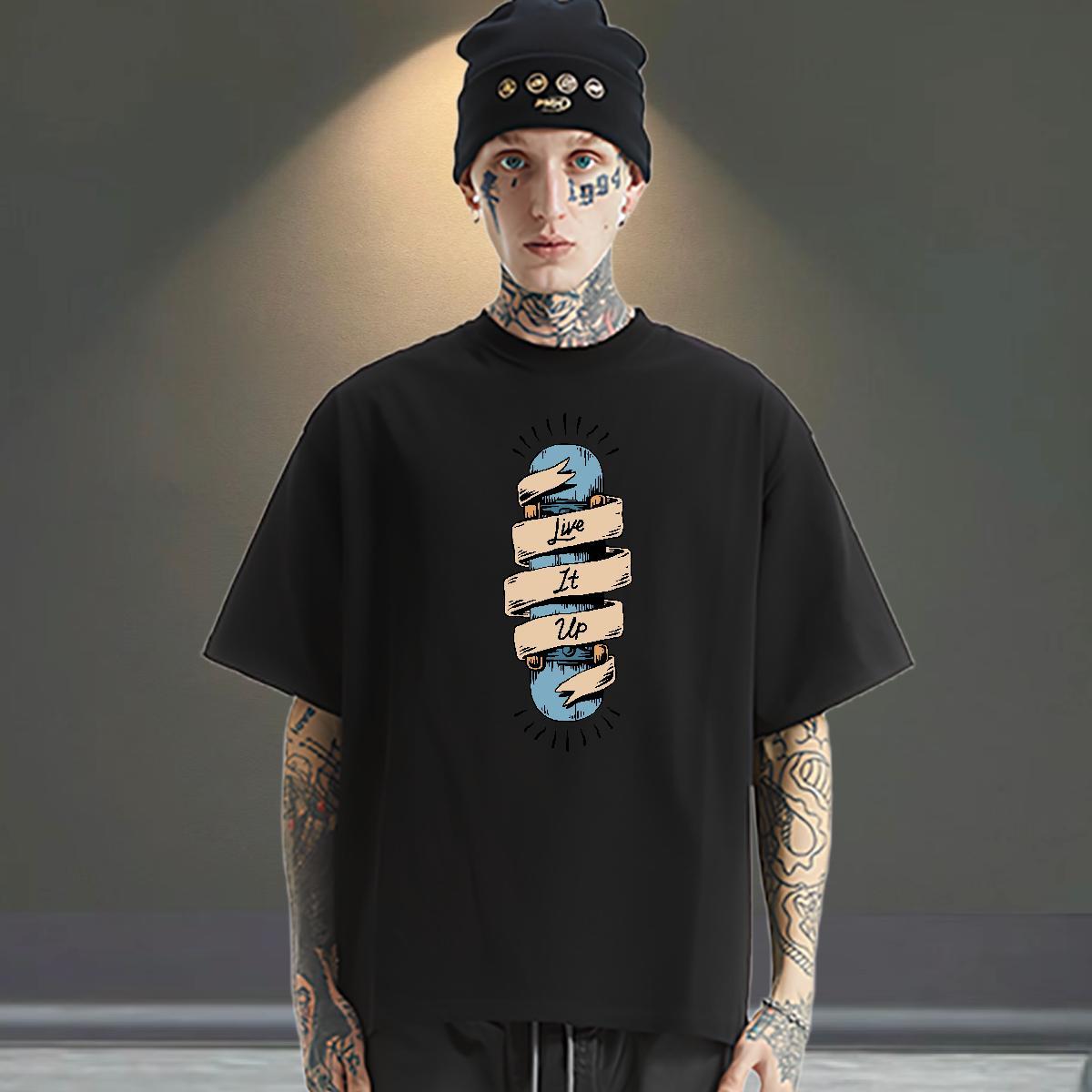 Classic Mens T Shirts skateboarding Polos 230g Pure Cotton Casual Daily Wear Comfortable DIY Printed Breathable Short Sleeve Men Tops Tees