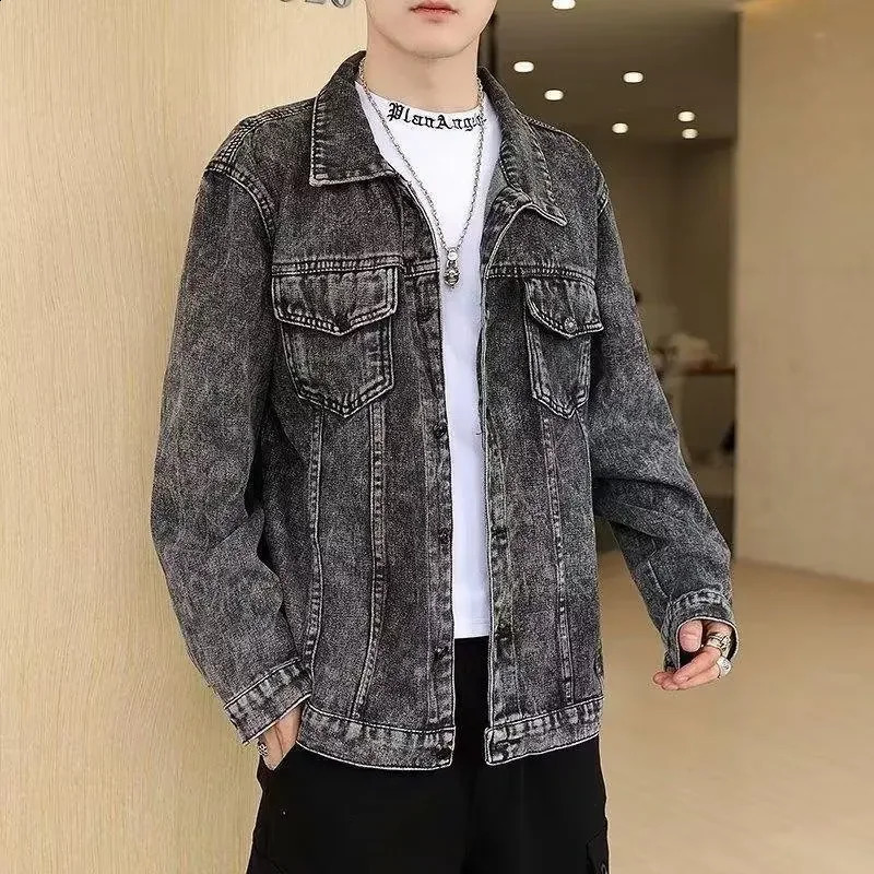 Mens denim jacket spring and summer casual work mens clothing w240824