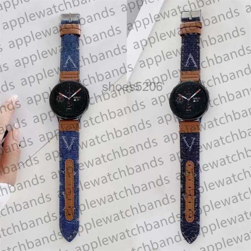 Smart Straps designer 20mm 22mm Denim Watch Band, Monogram Strap for Galaxy 5 4 Band 40mm 44mm 42mm 46mm, Luxury Bracelet 2B9D