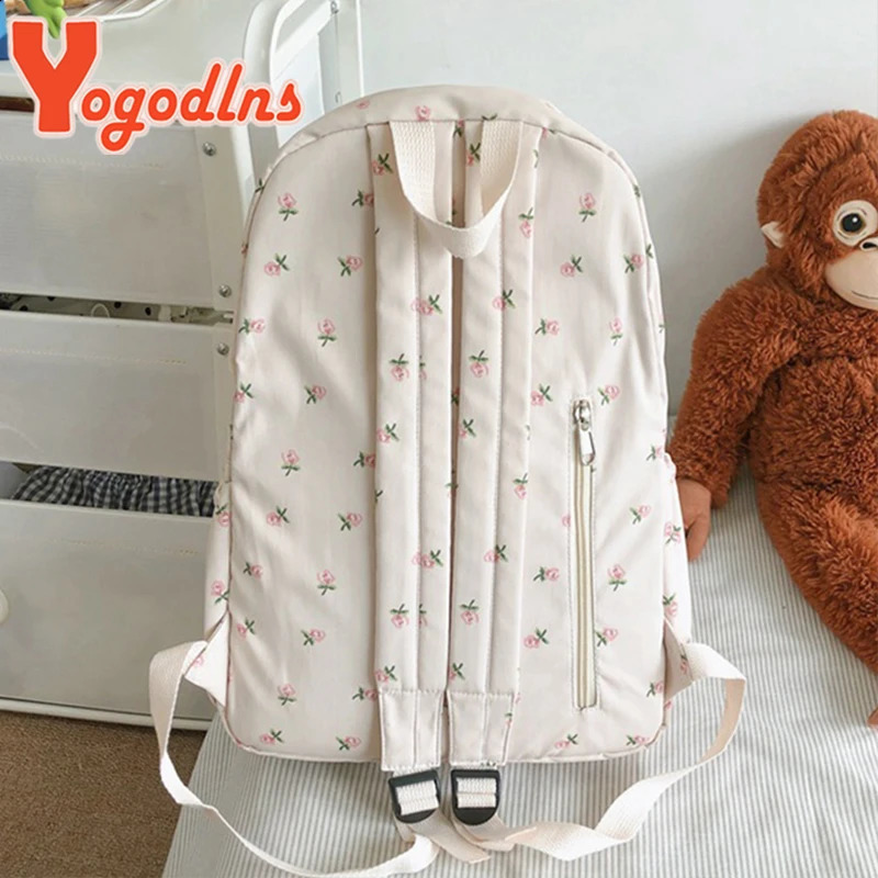 Yogodlns Fashion Floral Backpack For Women Waterproof Nylon Rucksack Teenager Large Capacity Student School Bag Travel 240914