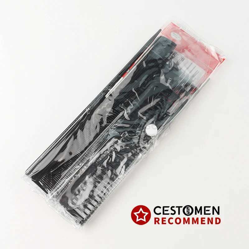 10pcs/lot Black Hair Comb Set Styling Hairdressing Comb In 10 Designs Barber Training Tail Comb Salon Studio HairCut Comb P10M240727