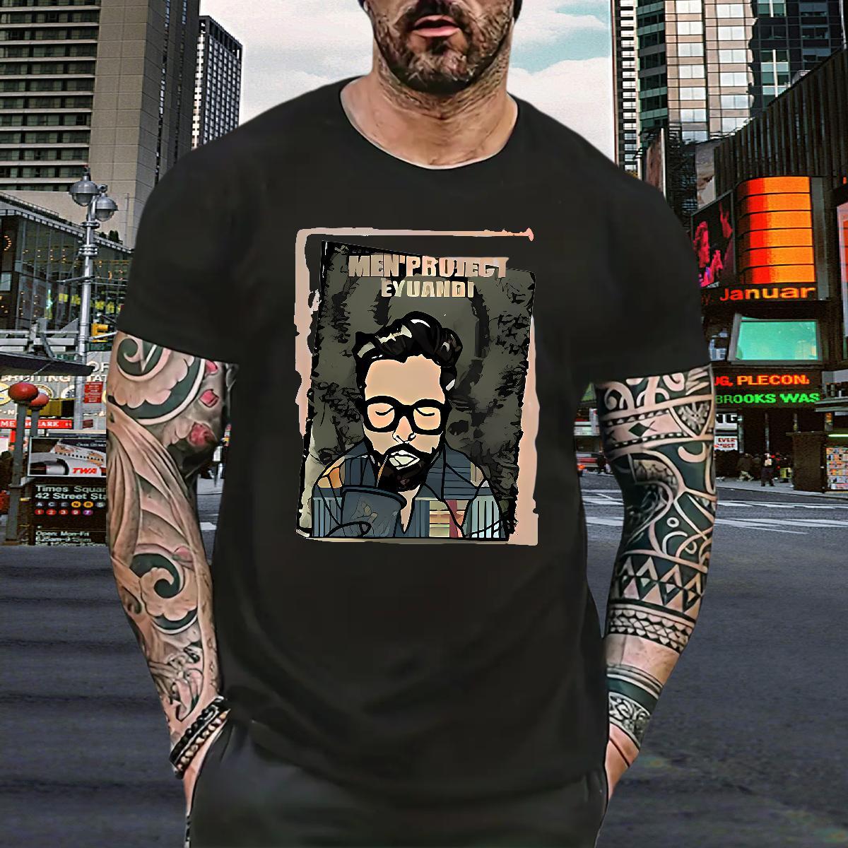 Free Shipping Men T Shirts portrait Top Tees 230g 100% Cotton Casual Beach Loose Graphic Breathable Crew Neck Tshirts