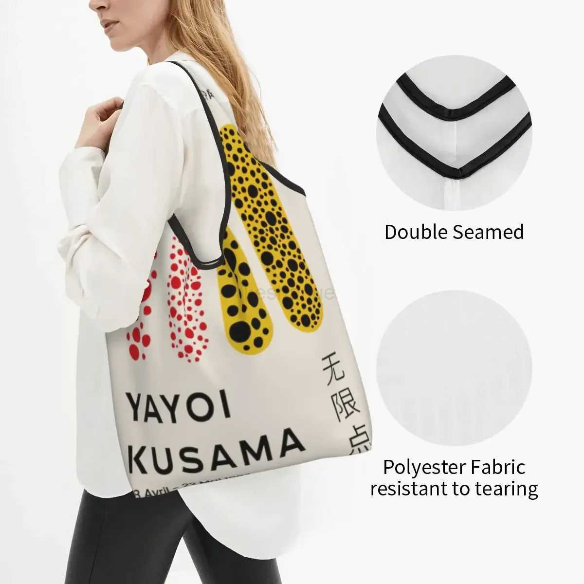 Yayoi Kusama Abstract Art Groceries Shopping Bag Custom Shopper Tote Shoulder Bag Big Capacity Portable HandbagXJ240727