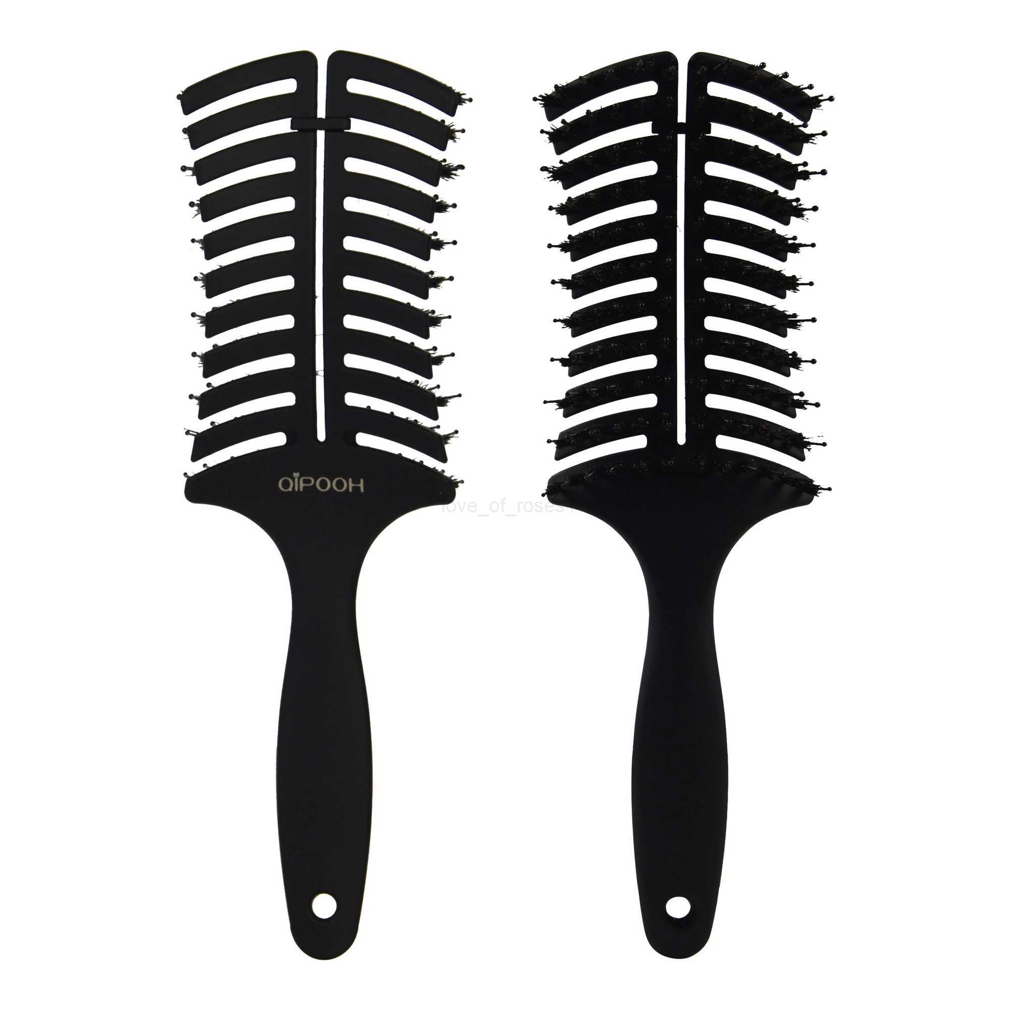 Qipooh Curved Vented Hair Brush Scalp Massage Comb Women Wet Curly Detangle Hair Brush for Salon Hairdressing Styling ToolsM240727