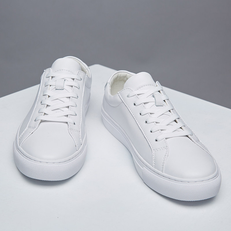 Spring Summer White Genuine Leather Men's Casual Fashion Sneakers Wild Mens Flat Shoes Non-Slip Board Shoe