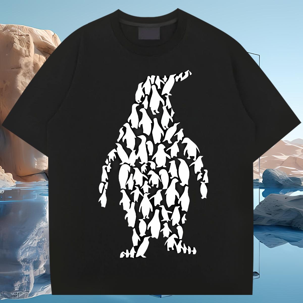 Fashion Designer 230g Cotton T shirt penguin Street Casual Men Tees Tops Tees Breathable Short Sleeve Popular Plus Size Cartoon