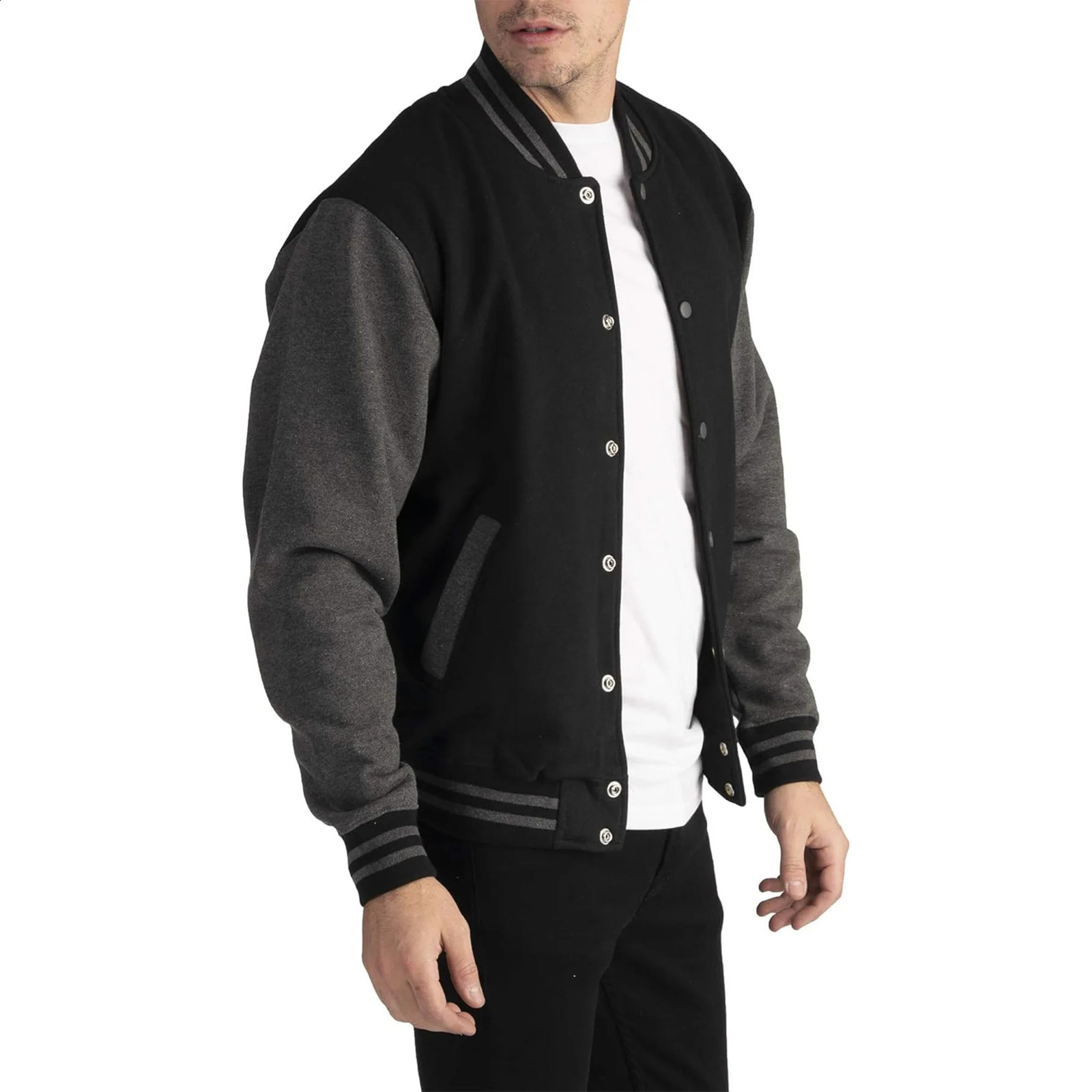 Cross border mens hoodie with wool cardigan jacket button up baseball casual 240819