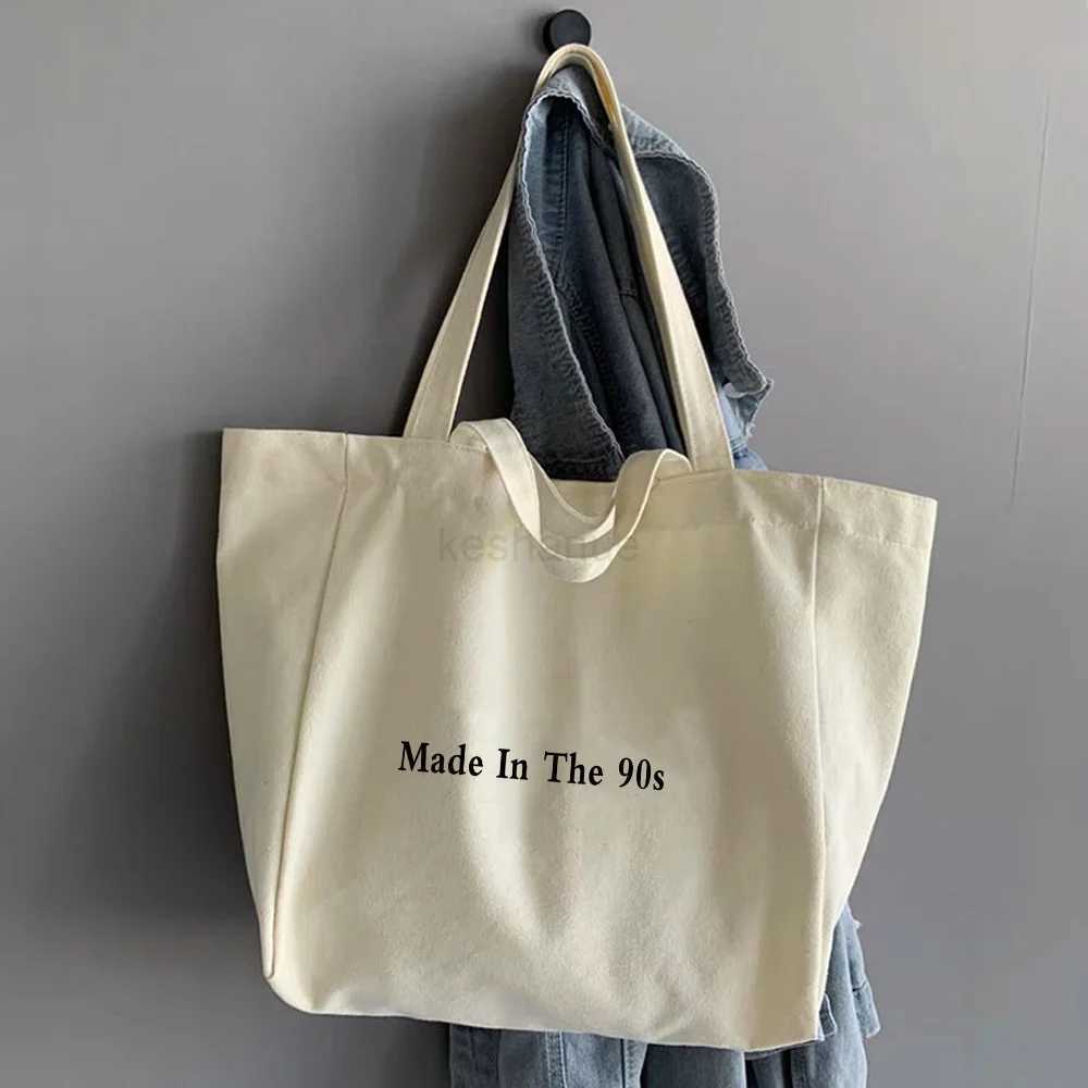 Shopping Bags Organizer Fashion Canvas Tote Bag Student Shoulder Bag 90s Years Series Large Capacity Handbags Women 2022 CasualXJ240727