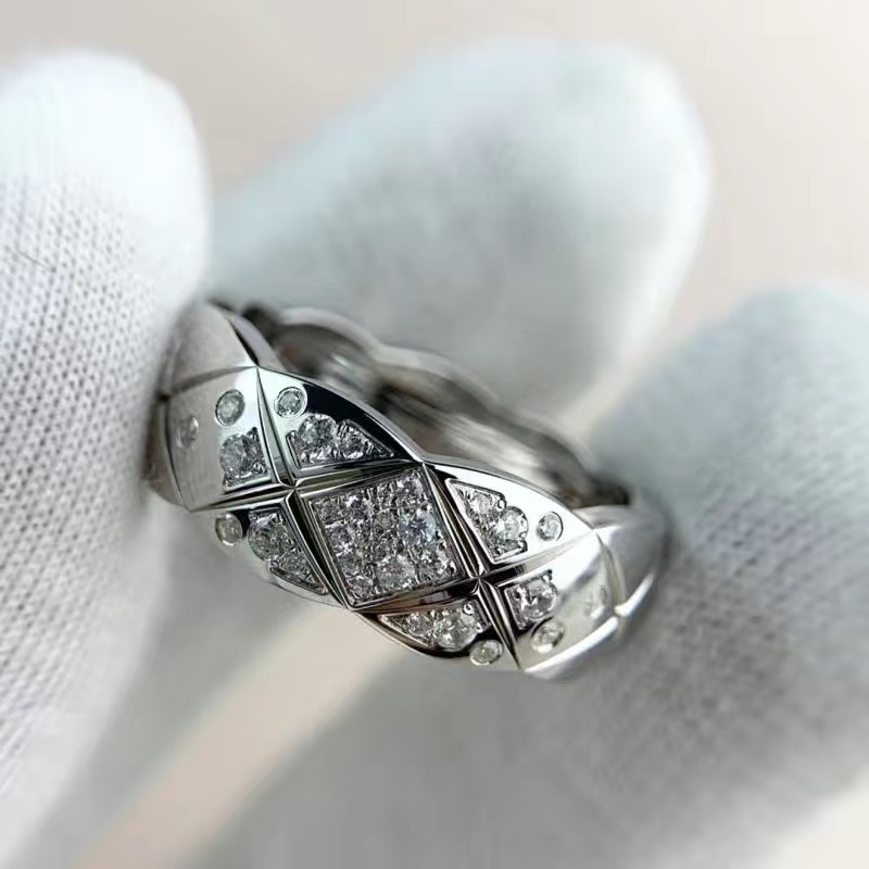 High quality Sier Crush Rings Gold Emed Rhomboid Dias Ring Quilted Pattern Lends Graphic Shapes Original Collection Never Fade Women Jewel Gift