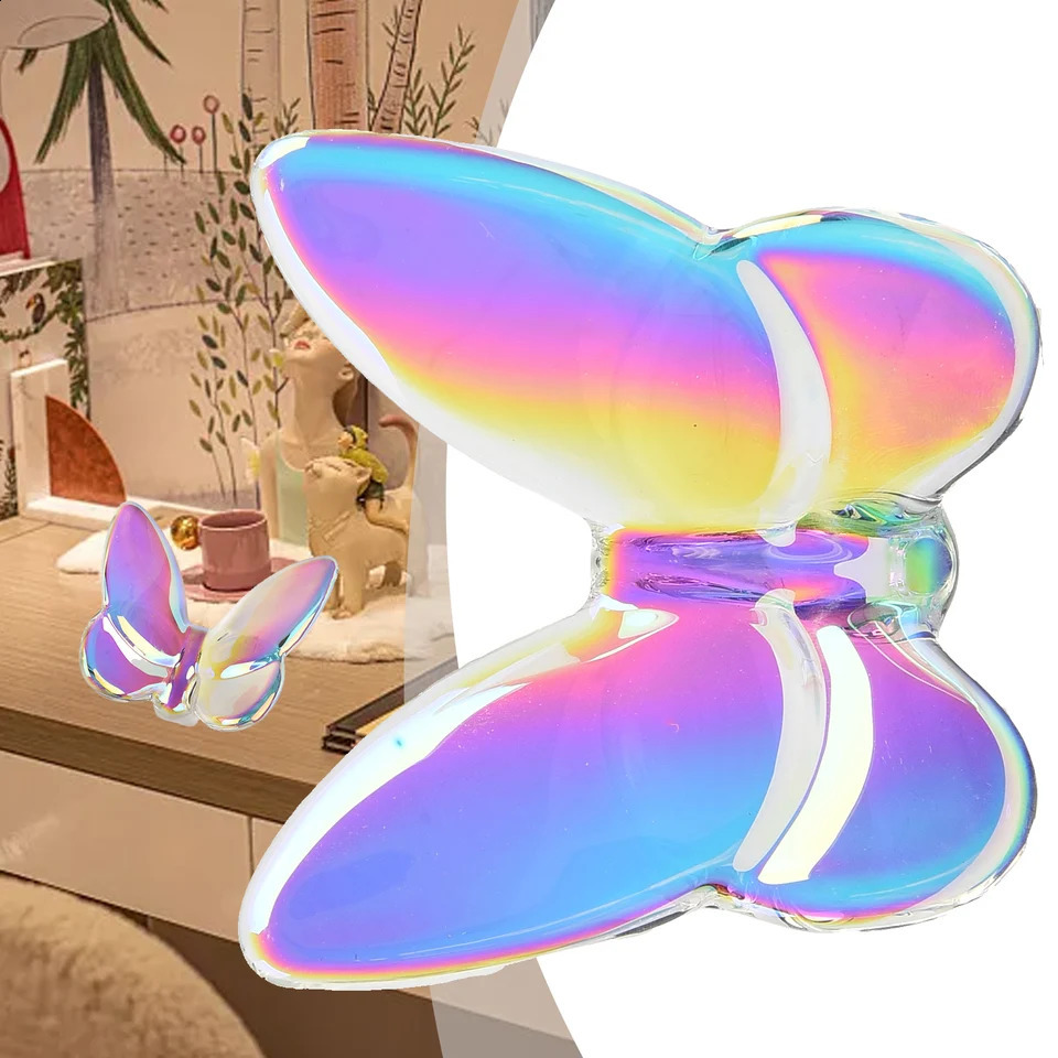Glass Crystal Lucky Butterfly Vibrantly With Bright Color Ornaments Home Decor For Livingroom Bedroom 240717