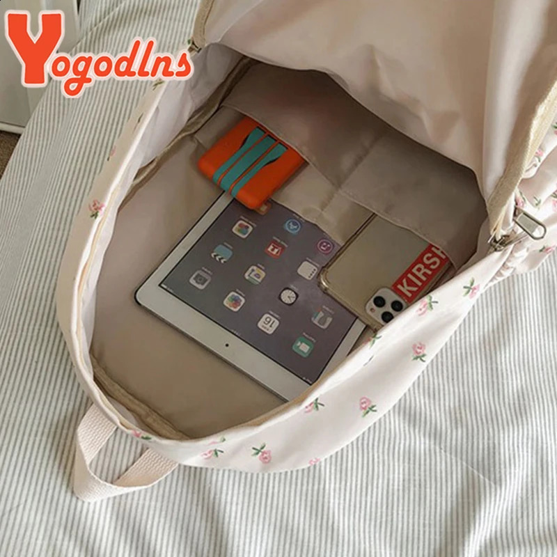 Yogodlns Fashion Floral Backpack For Women Waterproof Nylon Rucksack Teenager Large Capacity Student School Bag Travel 240914
