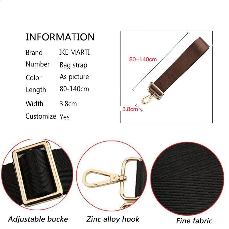 80140CM Replacement Shoulder Bag Strap For Briefcase Men Crossbody Bags Adjustable Black Women Accessories 250815
