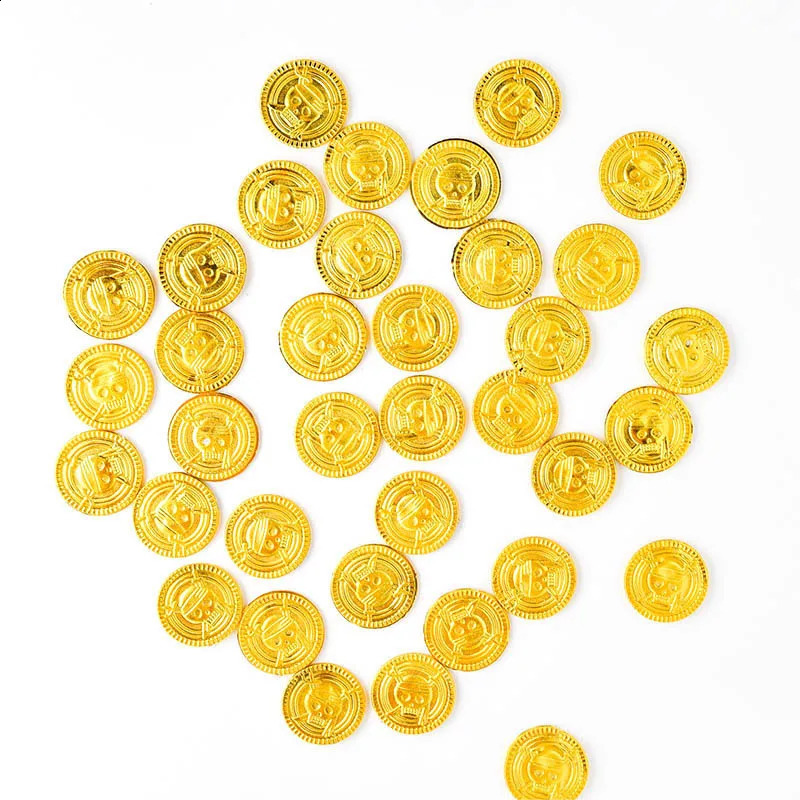50100 pieces of pirate gold coins childrens birthday party decoration gifts Halloween plastic fake family collectibles game treasures 240726