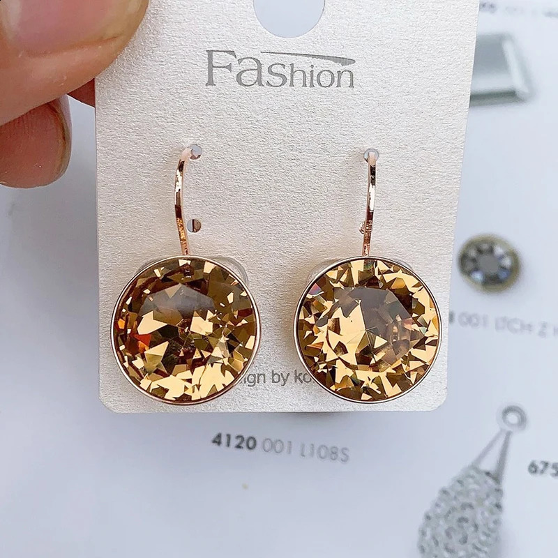 IDESTINY 11.11 White Bella Crystal Dangle Earrings For Women Crystal From Austria Fashion Round Earrings Wedding Bijoux Gift 240718