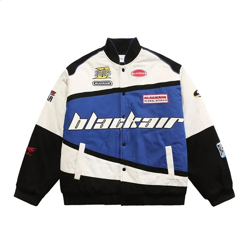 Men Racer Jacket Patchwork Vintage Outerwear Hip Hop Y2k Fashion Motorcycle Coat Zipper Pilot Jacket Streetwear Jackets Male 240722