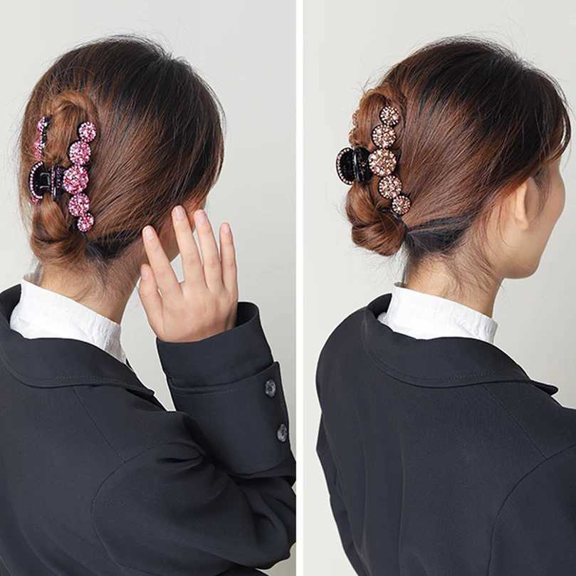 AWAYTR Big Rhinestone Hair Claws Crab Hairpins Crystal Hair Clips Barrettes Ponytail Women Hair Accessories Ornaments HairgripL240727