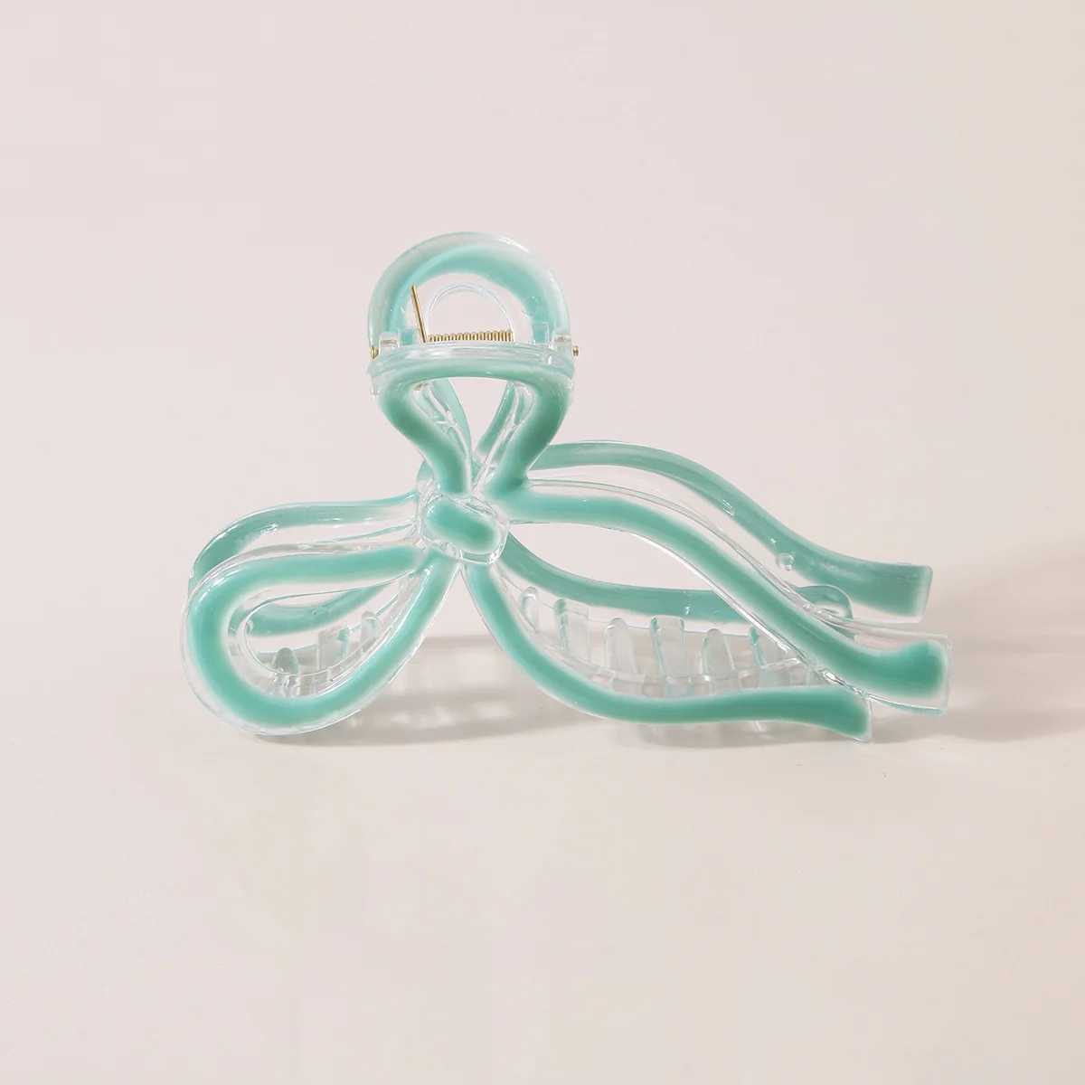 Bow Hair Claw Large Size Plastic Oil Dripping Transparent Color Hair Clip Shark Clips Girls Women Hair AccessoriesL240727