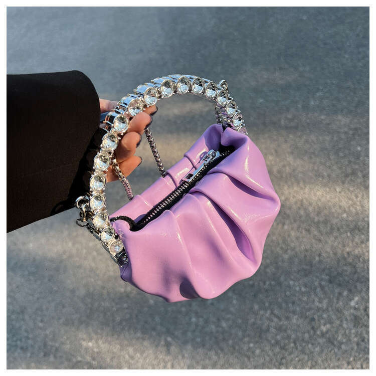 Chic Diamond-studded Handbag for Gala Events Sleek Foldover Design Crossbody Style
