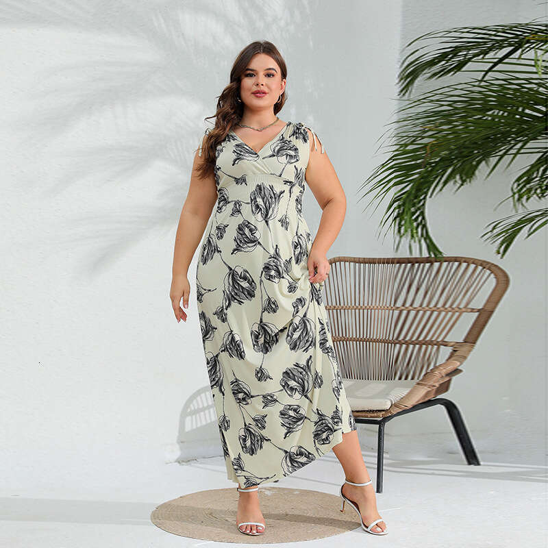 Hot Selling 2024 New Elegant and Stylish Oversized Dress in the United States Sleeveless Chubby Mm Long Dress Weighing 200 Pounds Can Be Worn Lace Dre